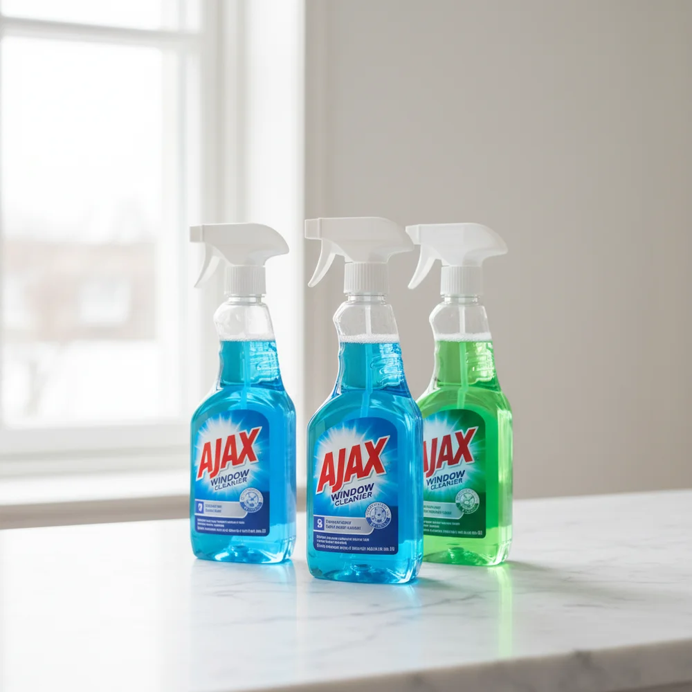 Ajax fönsterputs varianter - Original, Multi Action och Crystal Clean jämförelse