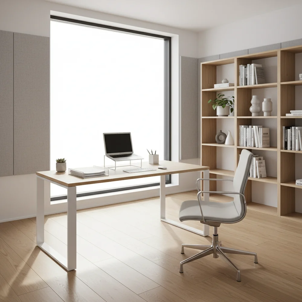 Välorganiserat och rent kontor med modern inredning